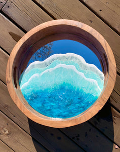 Ocean mirrored wood tray