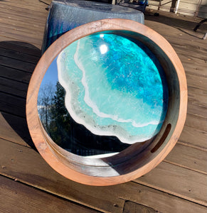 Ocean mirrored wood tray